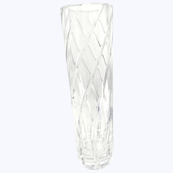 Tiffany & Co. Lead Crystal Bud Vase Cut Diamond Optic Swirl Design - Picture 3 of 8